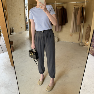 清仓款春夏通勤简约小个子束口西装裤女休闲九分裤