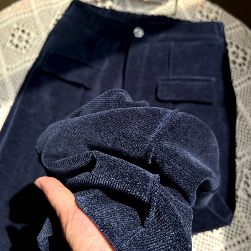 高腰垂感雪尼尔阔腿裤秋冬糯米裤