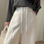 梨形身材显瘦亚麻天丝休闲阔腿裤 女2026春夏宽松百搭垂感弯刀长裤