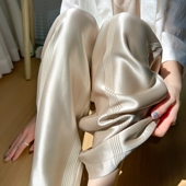 轻奢醋酸缎面阔腿裤 女2025薄高腰显瘦垂感百搭休闲裤 春夏今年流行