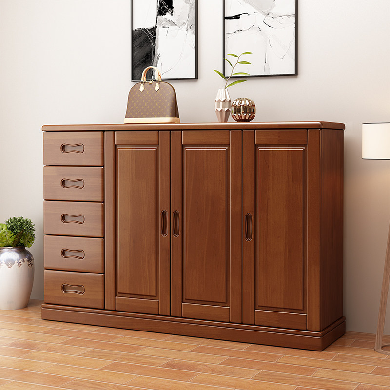 中式家用实木多层鞋柜门厅斗柜省空间大容量原木储物收纳玄关柜子