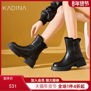 卡迪娜秋款2025新款靴子短靴女款小个子配裙子小众复古KA240508