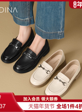 卡迪娜真皮乐福鞋牛皮小皮鞋女鞋一脚蹬25秋新款百搭KWL250107