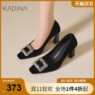 KWL250110 婚鞋 卡迪娜高跟鞋 2025女气质高级不累脚粗跟配裙子单鞋