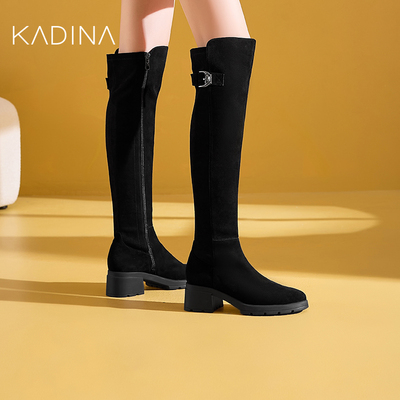 卡迪娜靴子女长筒靴2025新款骑士靴高筒靴过膝御姐女长靴KA241588