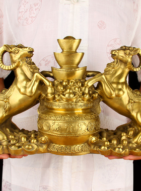 1.2尺m铜聚宝盆对羊摆件