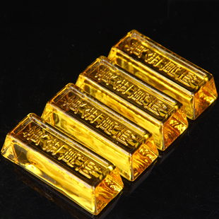 合成黄水晶金条金砖摆件 黄水晶黄金万两款家居装饰品开业礼品
