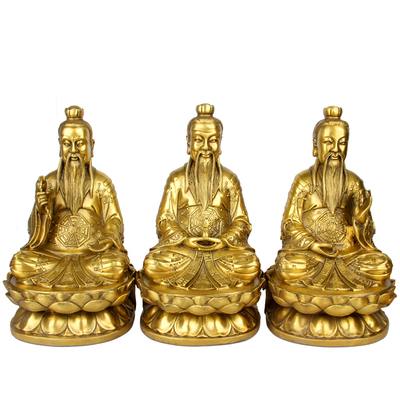 铜三清道祖摆件太上老君元始天尊