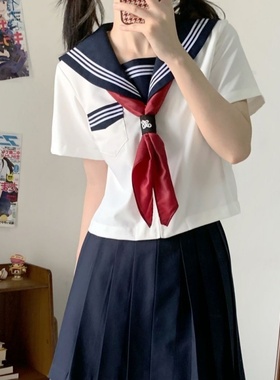 正版改良白三本jk制服学院风套装不良短袖上衣基础款校供水手服女