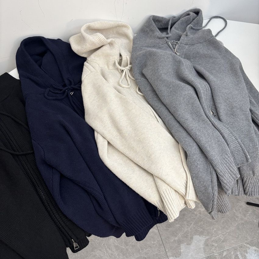 jk制服日系百搭灰色针织帽衫卫衣外套拉链宽松开衫秋冬少女校供感