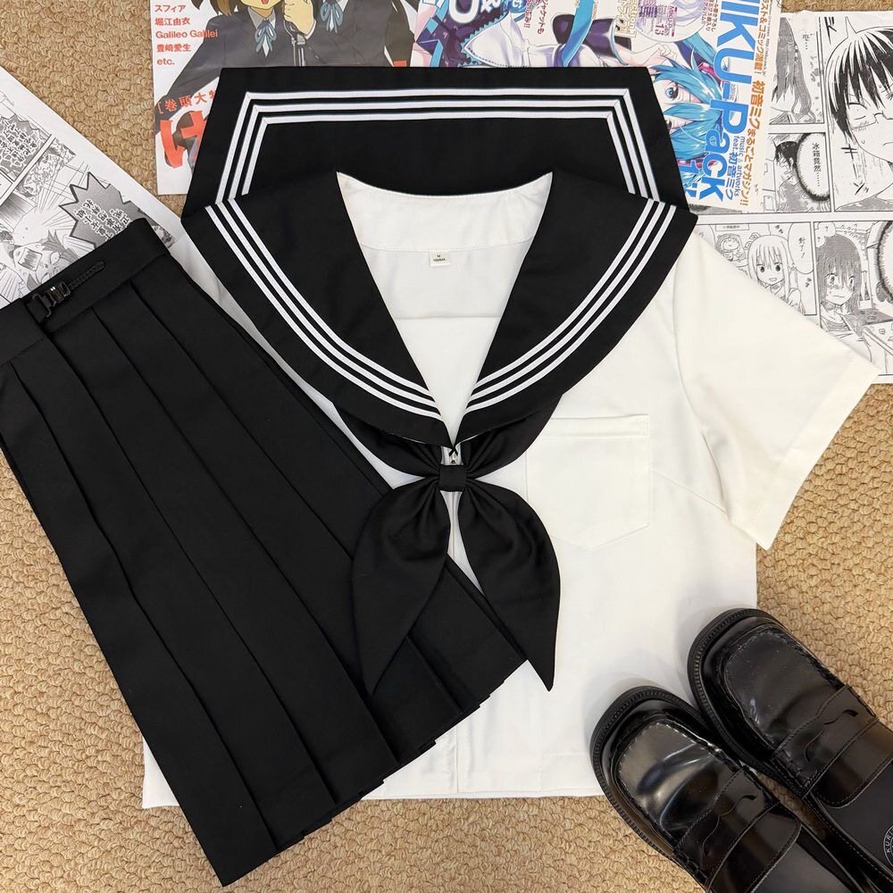 原创jk制服裙套装女正版基础款拉链水手服学院风日系班服黑白套装