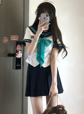 水手服jk制服裙基础款日系学院风校共感学生中间服夏短裙收腰套装