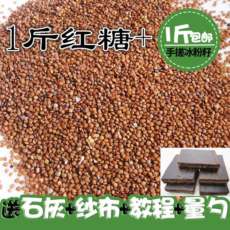 包邮  四川冰粉原料手搓冰粉籽凉粉凉粉籽1斤   1斤土红糖 送工具