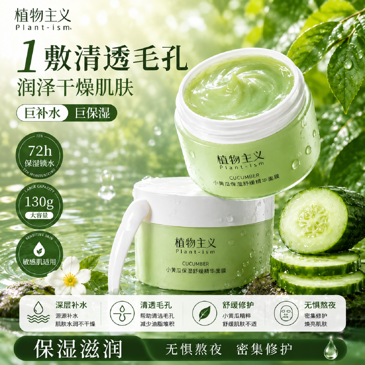 植物主义睡眠面膜涂抹式面膜保湿不沾枕秋冬专用舒缓适孕妇女正品