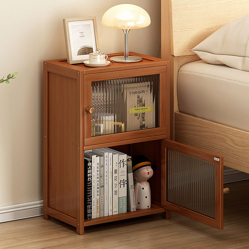 床头柜现代简约床尾收纳小型柜子楠竹轻奢高级感储物柜卧室置物架