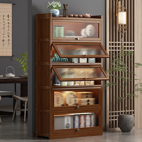 博古架实木新中式茶叶柜置物架