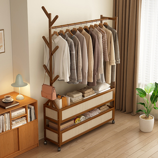 衣架落地立式 架子 衣帽架卧室简易晾衣架家用挂衣架带轮可移动衣裤