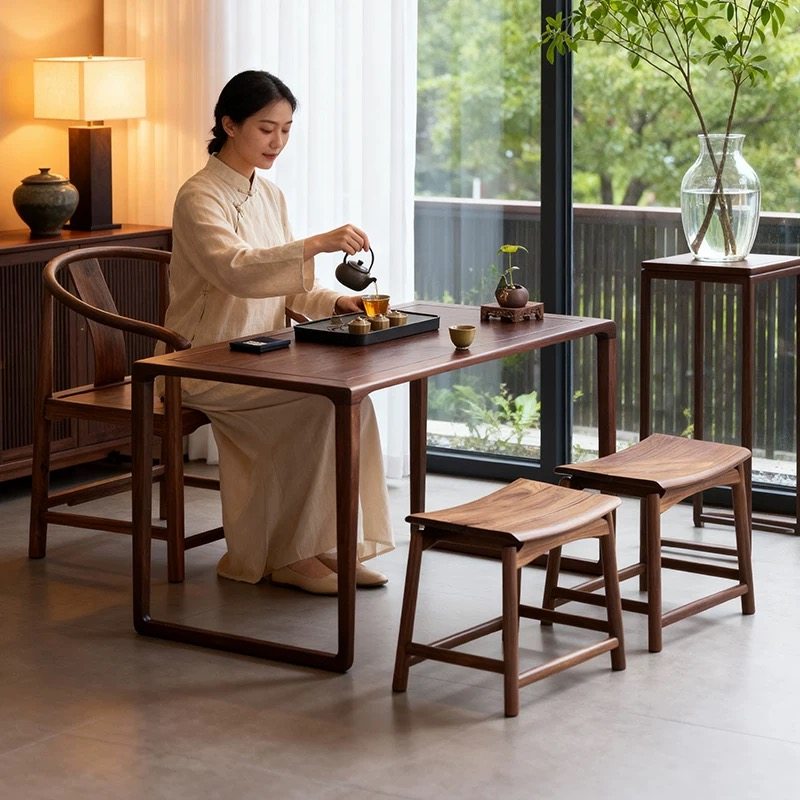 新中式南美黑胡桃木茶桌茶室客厅茶桌椅组合泡茶阳台高端实木桌子,住宅家具,家用茶台/茶桌,淘宝优惠券,粉丝福利购,淘宝优惠卷