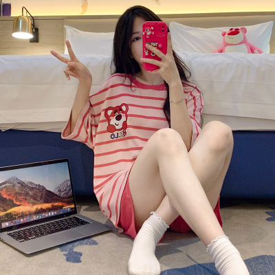 女童学生睡衣卡通ins风薄款套装