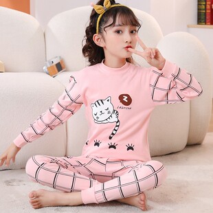 全棉a类成套线衣裤 小女孩内穿秋衣秋裤 纯棉套装 中领女童衬衣衬裤