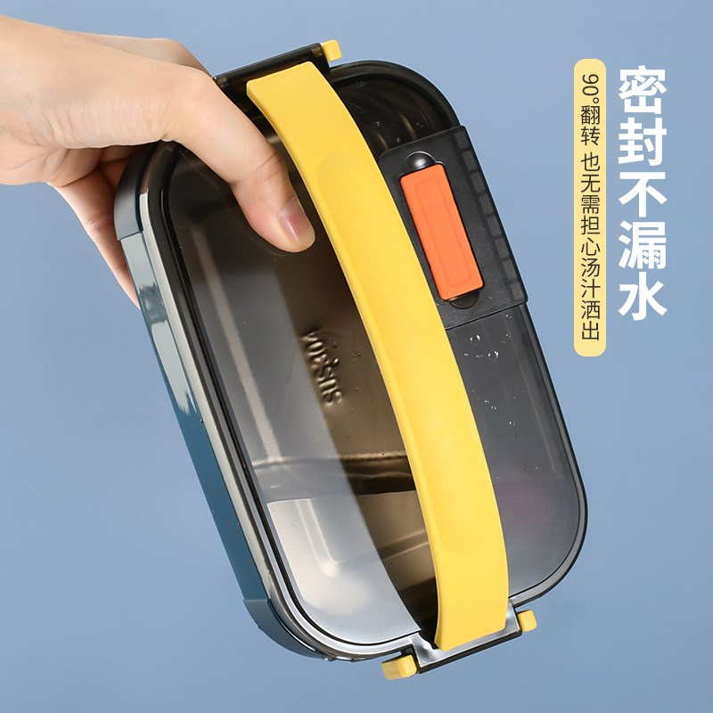 304不锈钢饭盒分隔日式餐盒分格长方形上班族便当盒 保温自热带饭