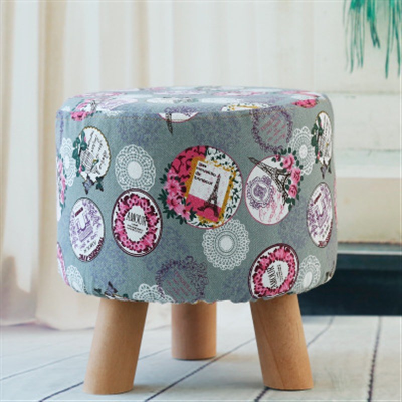 换鞋凳实木穿鞋凳小凳子布艺坐墩试鞋凳三腿圆板凳儿童沙发凳矮凳