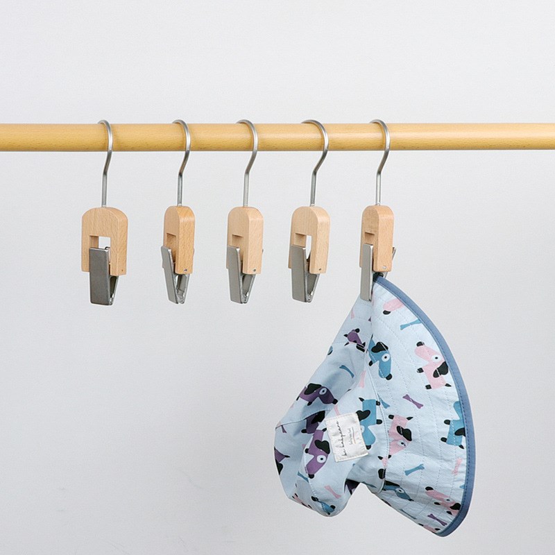 实木小夹子服装店配件道具装饰品S挂钩勾专用衣架木质帽袜布