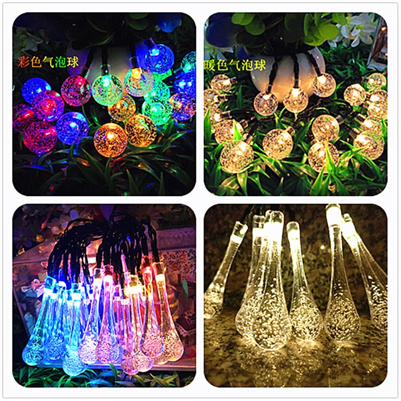 太阳能水滴灯串  圣诞节彩灯户外led防水庭院节日装饰灯一件代发