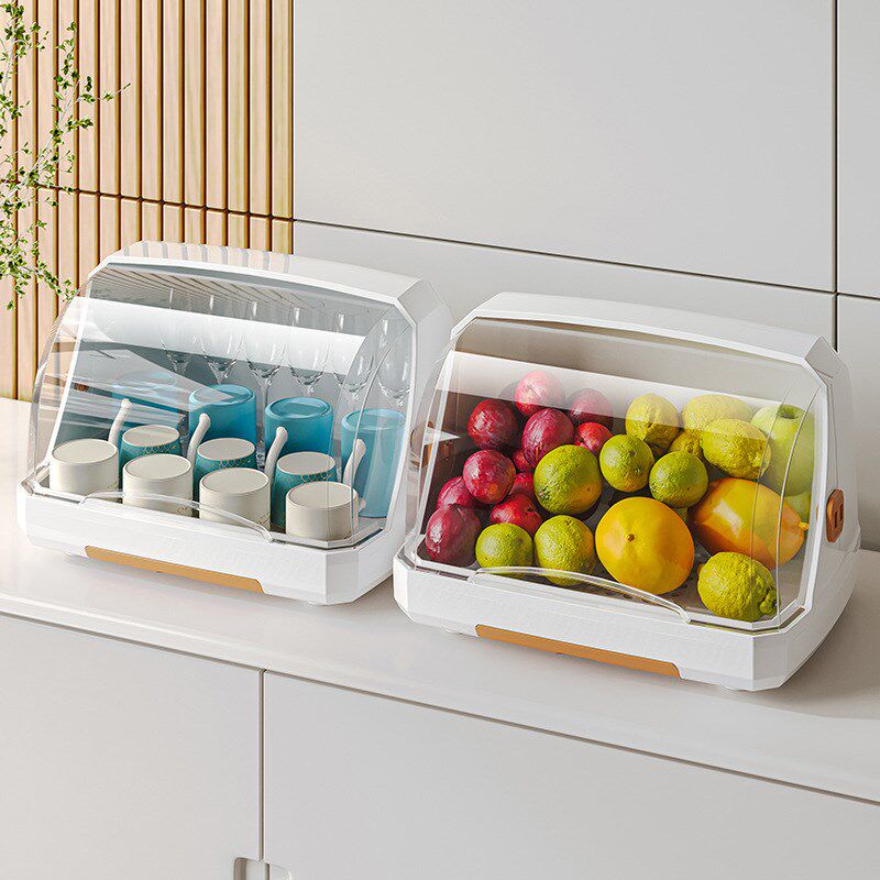 塑料防尘收纳杯架家用厨房玻璃杯茶杯沥水托盘碗筷收纳桌面置物架