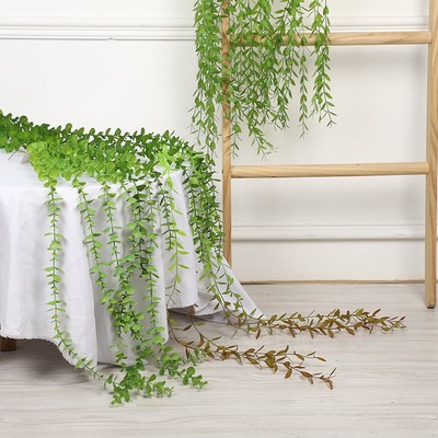 跨境仿真柳树藤条 壁挂垂柳常青假植物墙面装饰仿真植物柳条