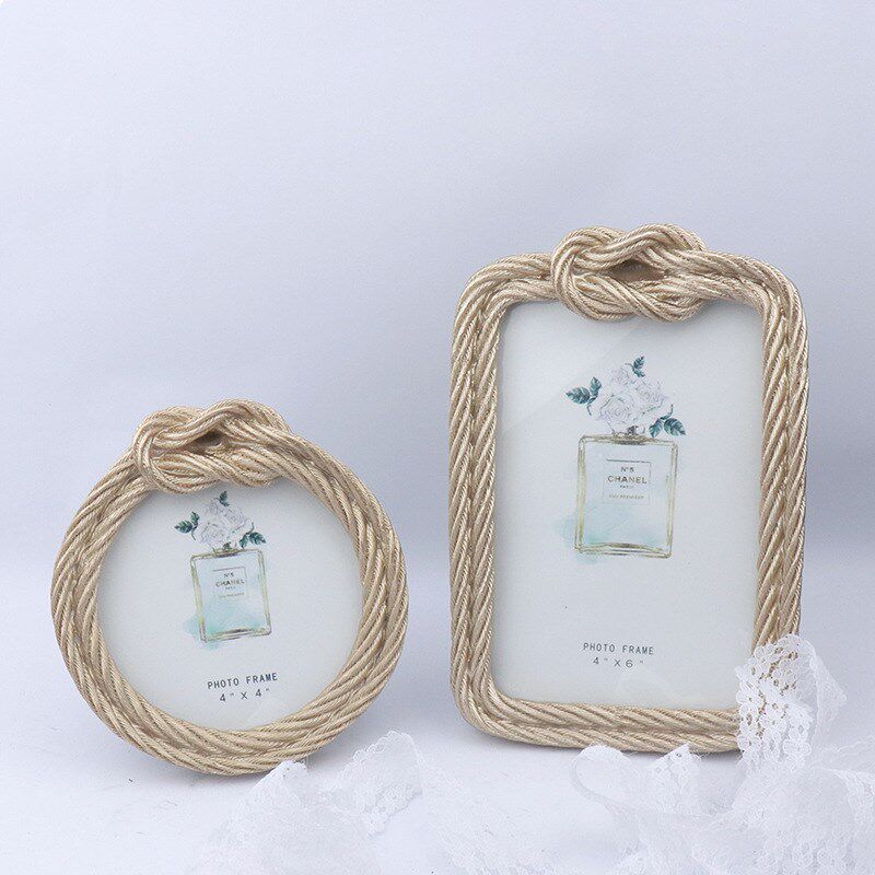 现代简约树脂麻绳相框北欧婚纱照装饰组合画框美式乡村可挂墙相框