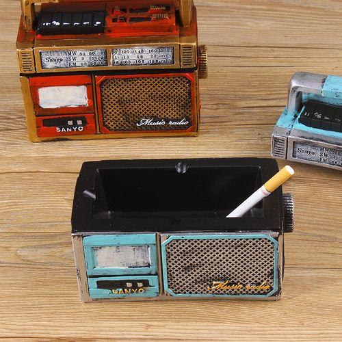 手提收音机烟灰缸 树脂工艺品 创意摆件多肉植物花盆创意模型