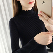 黑色打底衫女2025春秋新款修身紧身针织衫长袖上衣短款半高领毛衣