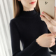 上衣短款 黑色打底衫 半高领毛衣 紧身针织衫 长袖 女2025春秋新款 修身