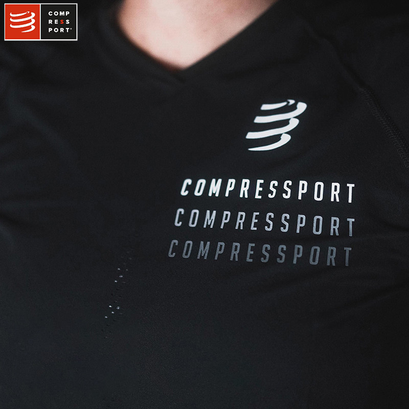 COMPRESSPORT 한정판 다크 버전 속건성 통기성 자외선 차단 반팔 CS 여성 스포츠 티셔츠 러닝 피트니스웨어
