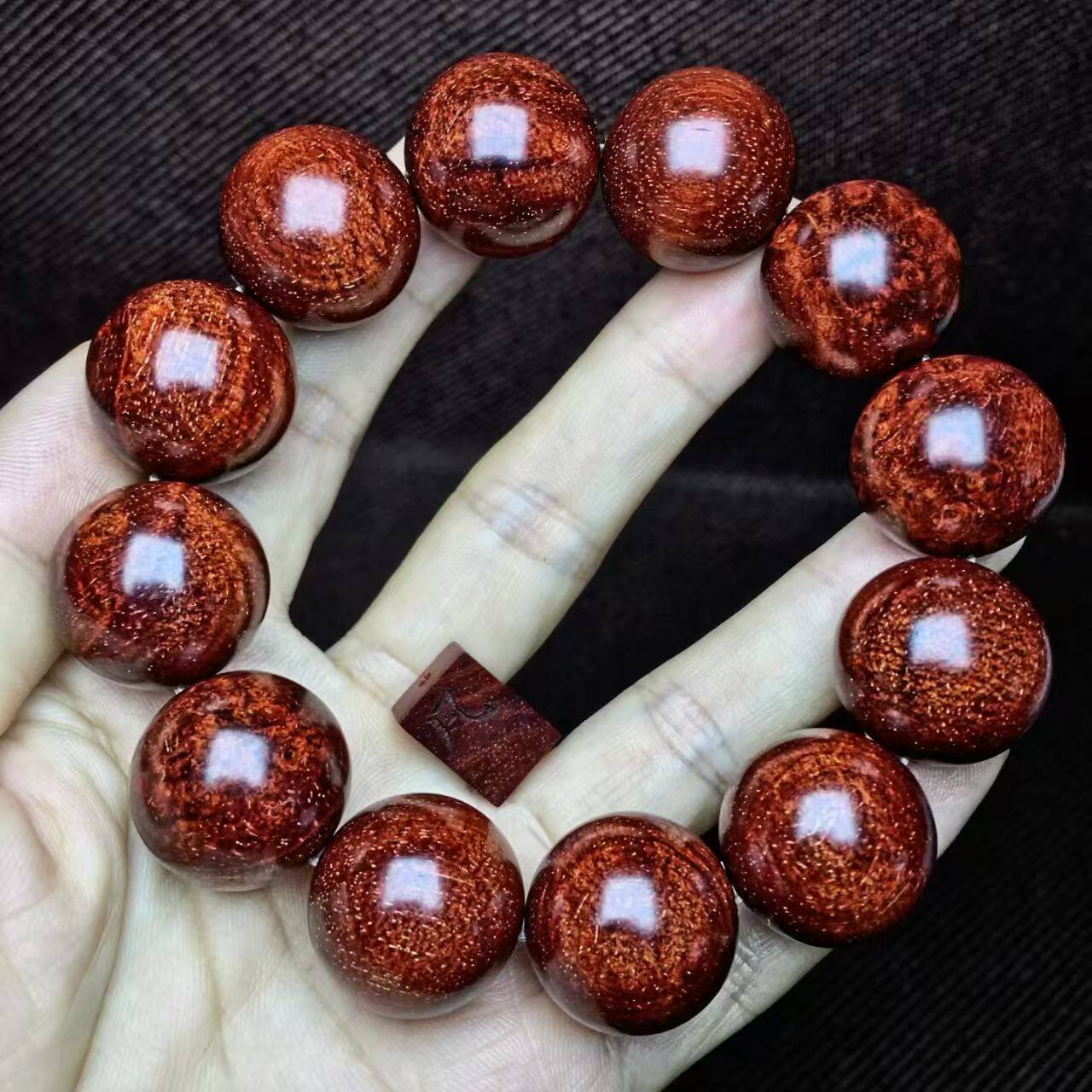 一物一拍弥刻印度小叶紫檀老料20mm大龙鳞爆满金星68克佛珠手串男