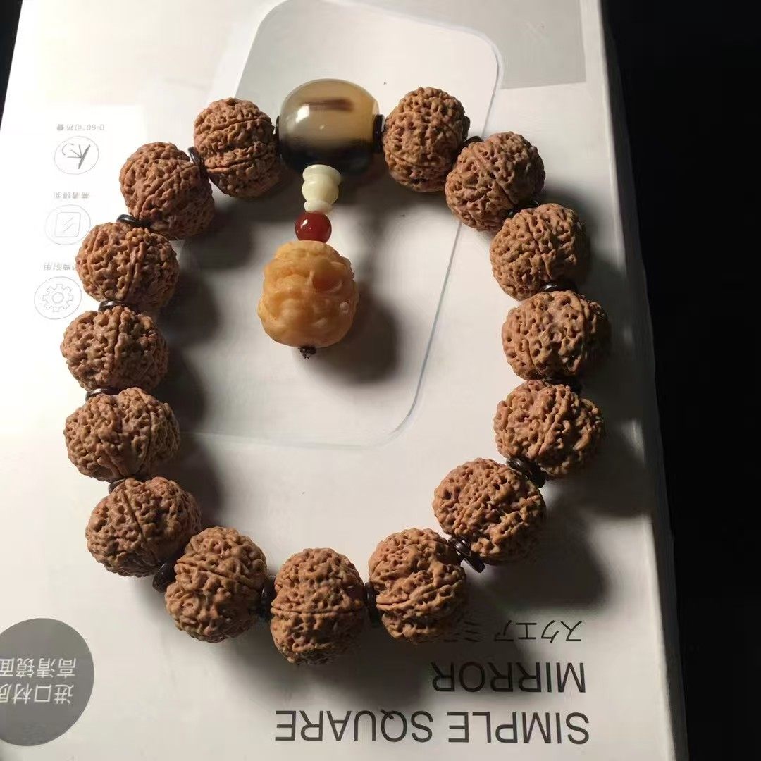 弥刻尼泊尔6瓣大金刚黄皮23mm蜂窝爆肉矮桩菩提手串佛珠文玩男