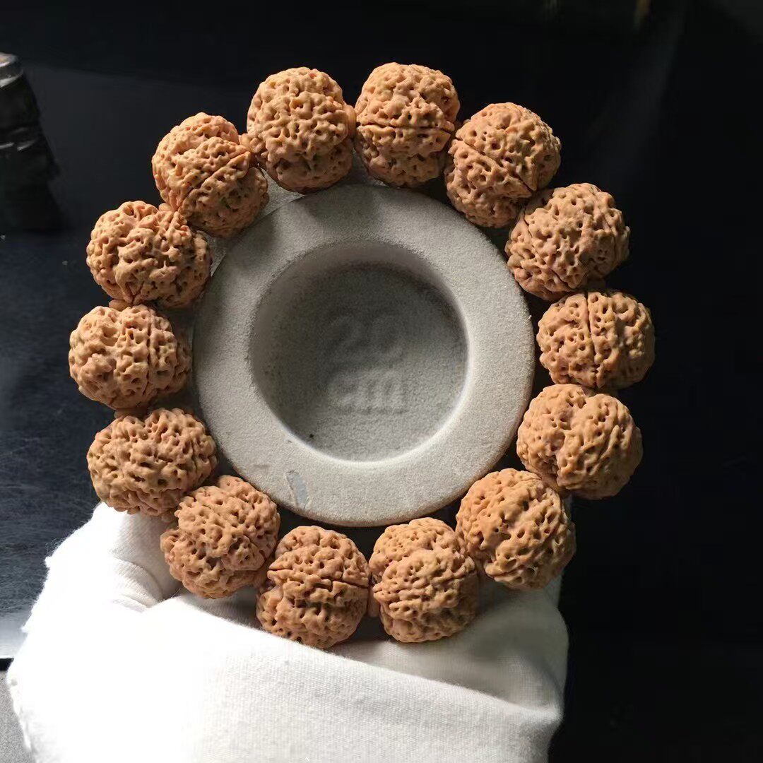 尼泊尔5瓣22mm大金刚菩提手串梅花龙脊双龙蜂窝爆肉黄皮天然佛珠
