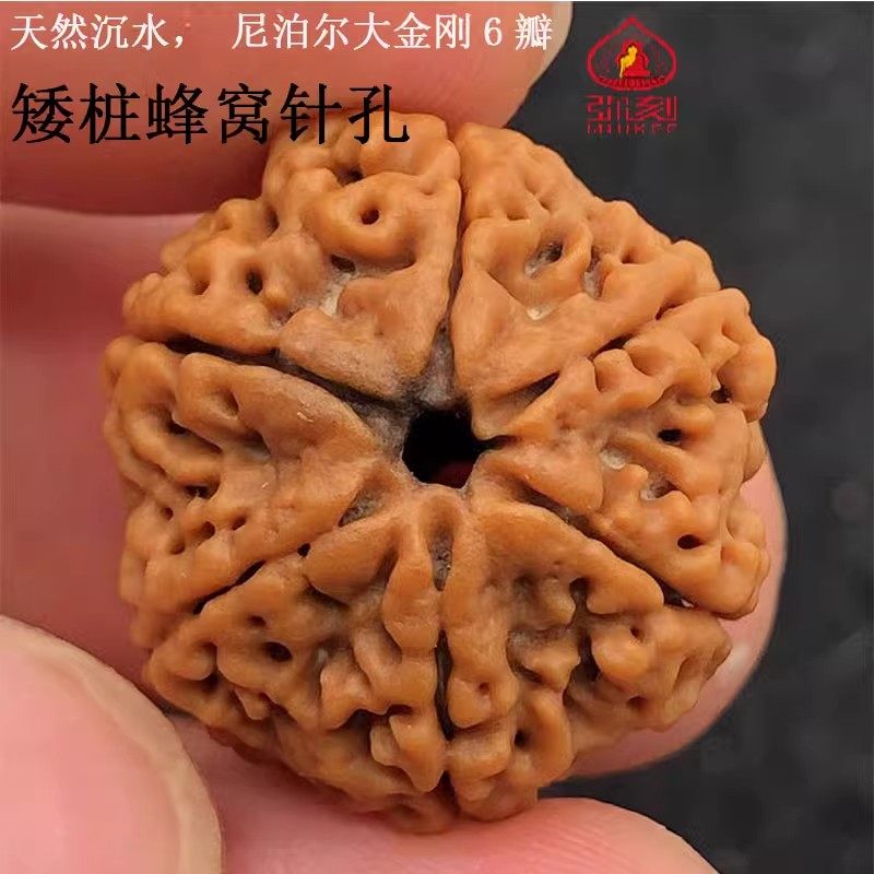 尼泊尔六瓣七瓣大金刚菩提子原籽佛珠手串蜂窝双龙黄皮沉水念珠男
