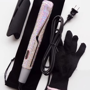 跨境贴钻二合一卷直两用扭曲直发器贴水钻螺旋卷发棒3D陶瓷拉直板