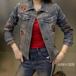 超然牛仔外套女2025秋季新款欧货重工刺绣绣饰花烫钻时尚牛仔套装
