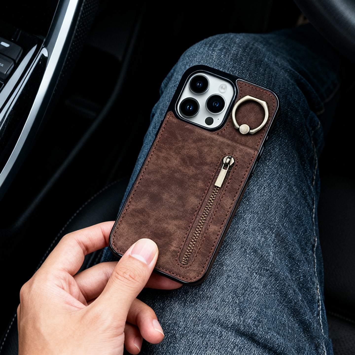 适用苹果15pro折叠插卡包手机壳