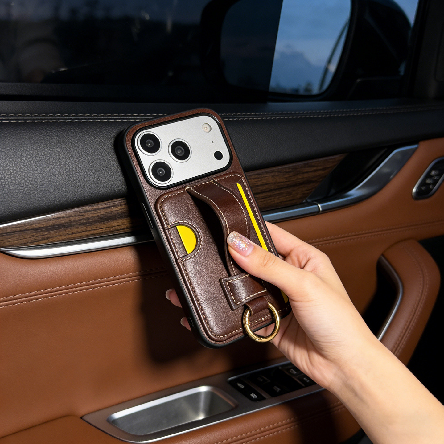 高端皮质iPhone17promax手机壳指环插卡包苹果16pro轻奢风商务15p潮牌奢华防摔14创意时尚个性高级感外壳新款