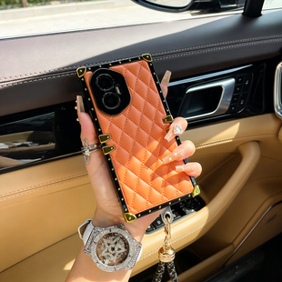 小羊皮菱格荣耀300pro手机壳腕带挂绳荣耀200LITE全包防摔适用90轻奢风潮牌80se高端方形创意70保护套新款60p