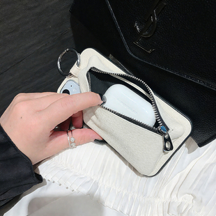 收纳储物iPhone17promax零钱包15苹果16p手机壳11指环适用12潮牌卡包女时尚 东西拉链钥匙包皮纹创意 口袋air装