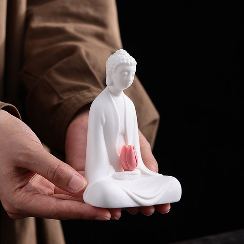 创意精品白瓷如来茶宠摆件陶瓷可养个性茶台茶道配件茶桌装饰品