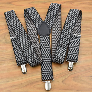 3.5cm男士宽背带男款吊带西裤背带夹男式吊裤带三夹胖人松紧肩带