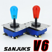 SANJUKS V6街机摇杆铝合金定制版 拳皇街霸铁拳格斗游戏用进口配件