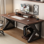 实木书桌书架一体洞洞板电脑桌家用卧室工作台式 电竞桌办公桌桌子