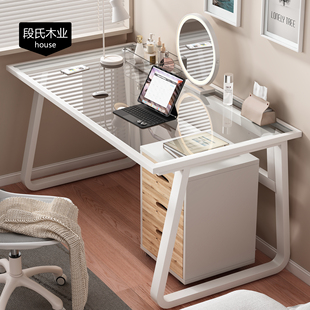 现代电脑台式钢化玻璃梳妆桌简约学生书桌化妆家用床头型写字台桌